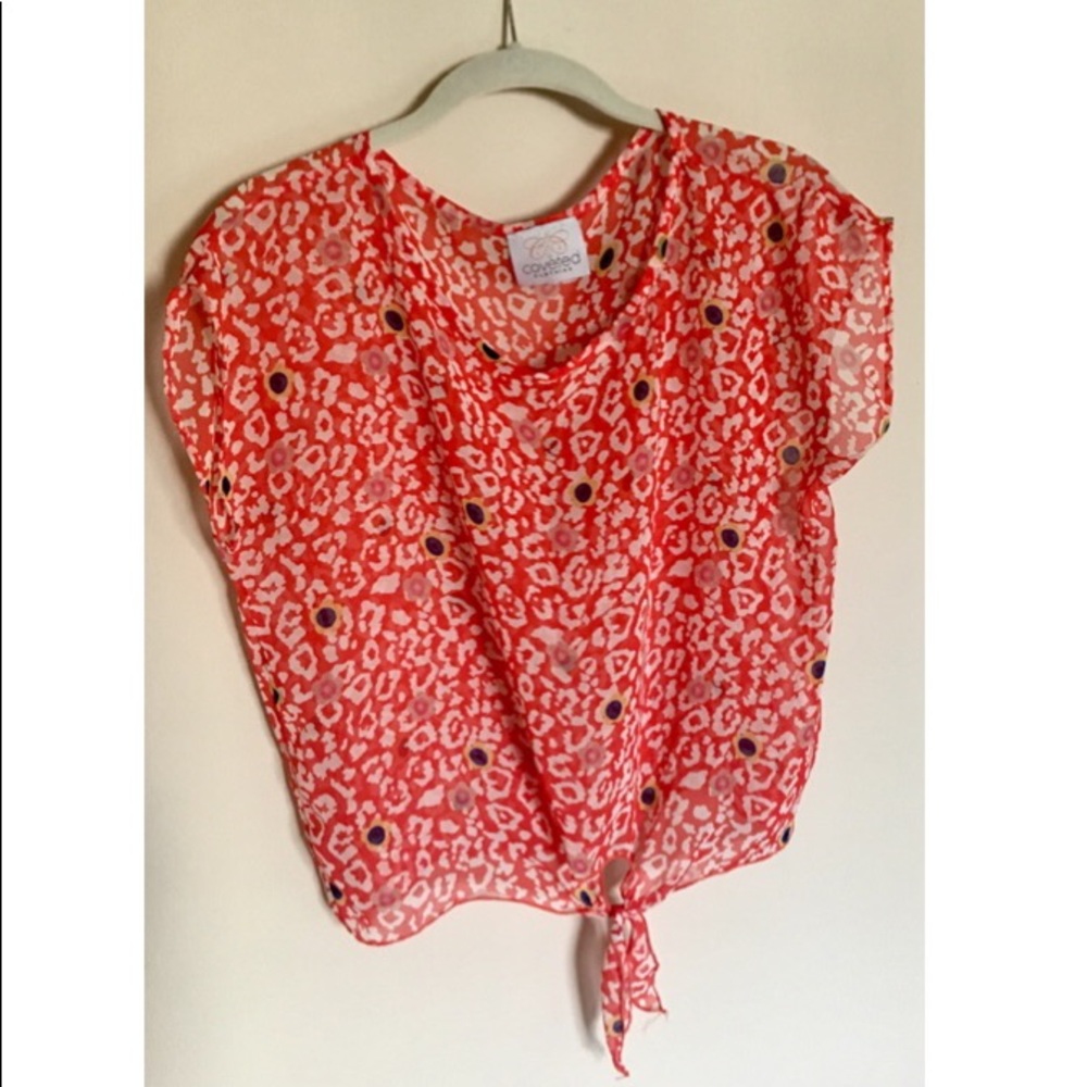 Tie-front Short Sleeve Chiffon Top